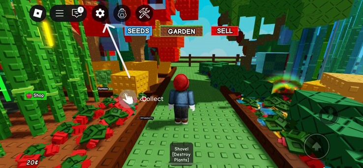 Clicchi sull'icona 'impostazioni' (Fonte immagine: Roblox)