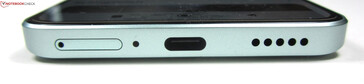 fondo: Doppio slot SIM, microfono, USB-C 2.0, altoparlante