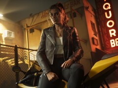 Lucia di GTA 6 raffigurata accanto a una motocicletta