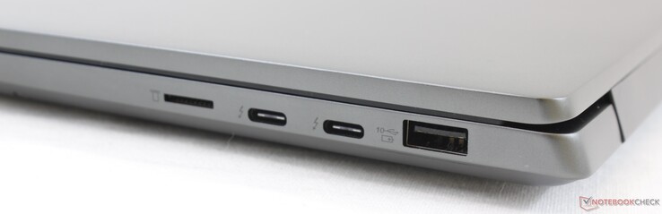 Lato Destro: lettore MicroSD, 2x USB Type-C + Thunderbolt 3, USB 3.1 Gen. 2