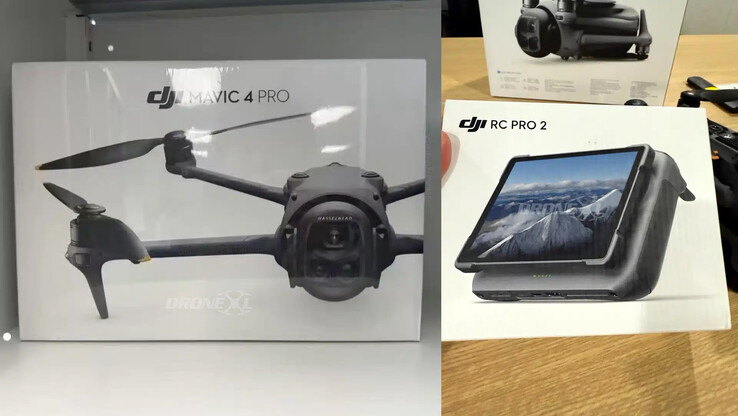 La confezione di vendita al dettaglio del Mavic 4 Pro e del controller RC Pro 2 di DJI è finalmente trapelata online. (Fonte: Sebastián Fernández via DroneXL)
