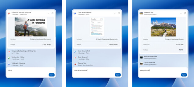 La nuova ricerca di Windows mostra anteprime integrate di documenti e foto.
