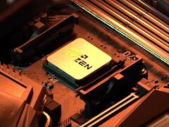 Rendering artistico di una CPU AMD Ryzen X3D2.