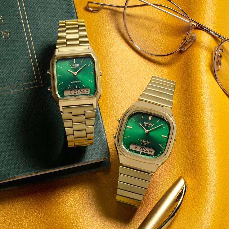 Casio AQ-230GA-3AMQY e AQ-240EG-3A (da sinistra a destra)