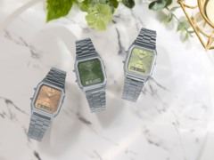 La serie AQ230A-3AVT di Casio presenta tre diverse tonalità. AQ-230A-4AMQY, AQ-230A-3AMQY, AQ-230A-9AMQY da sinistra a destra (Fonte: Casio)
