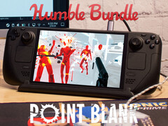 Il bundle Point Blank scadrà il 4 settembre 2025. Nella foto: Steam Deck con Superhot. (Fonte: Humble Bundle e Notebookcheck - modifica)