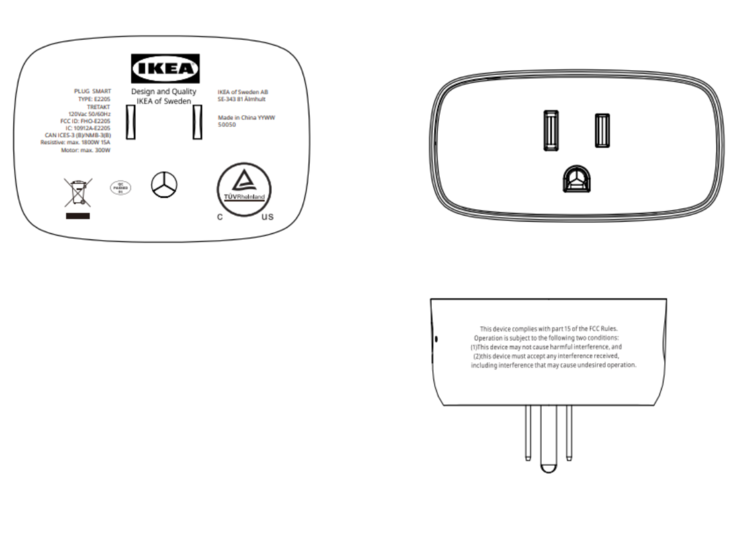 La spina intelligente TRETAKT di IKEA. (Fonte: FCC)
