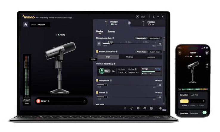 Il Maono PD500 viene fornito con un software che consente di realizzare trasmissioni dal suono professionale.