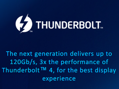 La prossima generazione di Thunderbolt promette un trasferimento dati fino a 80 Gbps e fino a 120 Gbps per i display. (Immagine via Intel)