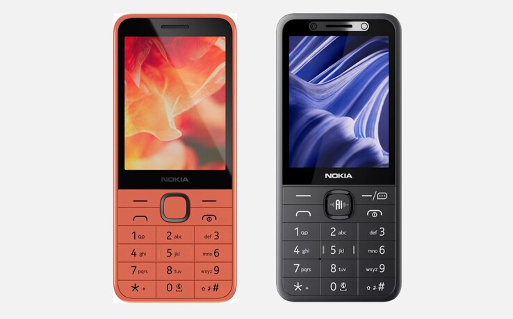 Il Nokia 215 (2026), visibile a destra nella foto, si differenzia dal Nokia 215 4G (2024), visibile a sinistra, principalmente per la presenza del pulsante AI.
