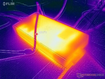 L'adattatore CA raggiunge oltre 46 C quando si utilizzano carichi impegnativi
