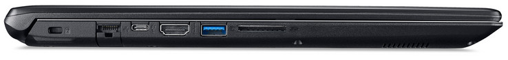 left: Kensington lock, Gigabit Ethernet, USB 3.1 Gen. 1 (Type-C), HDMI, USB 3.1 Gen. 1 (Type-A), SD card reader