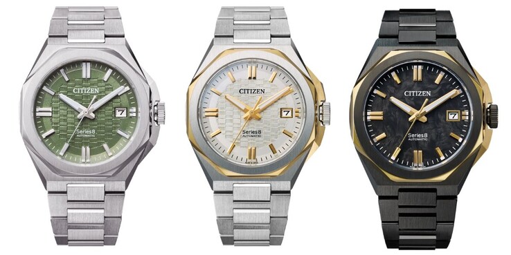 Da sinistra a destra: gli orologi Citizen Series8 NB6080-51W, NB6084-50A e NB6086-54E