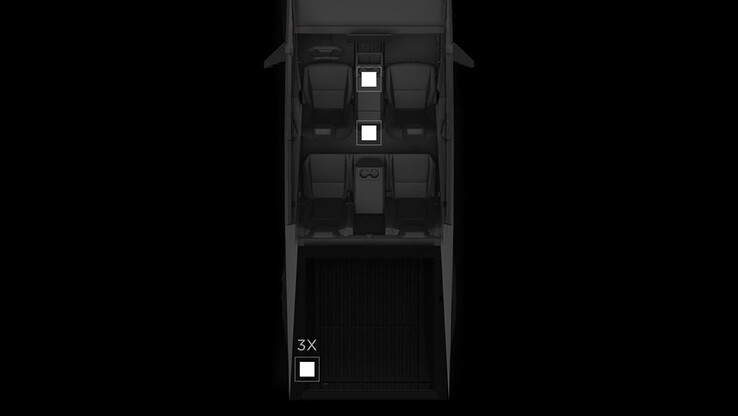 Ubicazione delle prese di corrente Cybertruck 110V/240V