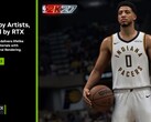 Una diapositiva che presenta la tecnologia DLSS 5 di Nvidia con NBA 2K27 in primo piano