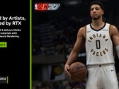 Una diapositiva che presenta la tecnologia DLSS 5 di Nvidia con NBA 2K27 in primo piano