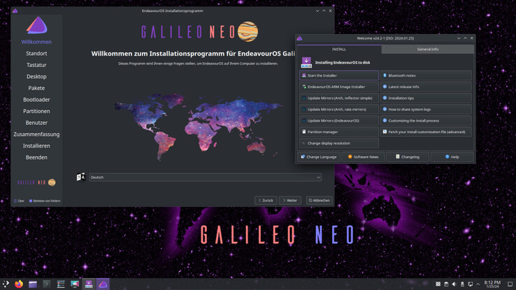 Uno sguardo al desktop KDE Plasma di EndeavourOS Galileo Neo (Immagine: EndeavourOS).
