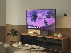 Il Samsung Odyssey Ark può essere ruotato per creare un&#039;esperienza visiva verticale. (Fonte: Samsung)