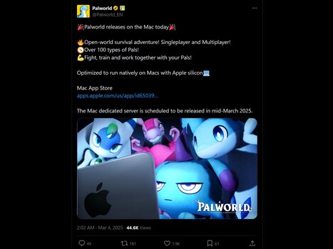 Annuncio di Palworld per Mac X (Account ufficiale Palworld X)