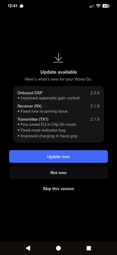 Aggiornamento disponibile per il Wave Go