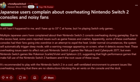 Surriscaldamento di Switch 2 in un post su Reddit in Giappone (Fonte immagine: screenshot, subreddit Totally Switched)