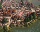 Un'immagine che mostra edifici in Farthest Frontier, attualmente scontato del 50% su Steam.