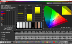 CalMAN ColorChecker (gamma di colore target P3, luminosità ~150 nits)