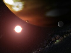 Un'illustrazione artistica raffigurante una stella e dei pianeti.