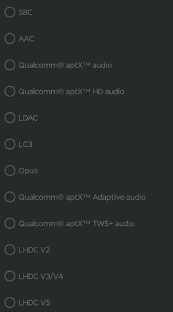 Codec audio Bluetooth disponibili