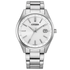 Orologio Citizen CB0300-53A Eco-Drive radiocontrollato con quadrante bianco, cassa e bracciale in acciaio inossidabile, indici a bastoncino applicati e datario a ore 3.