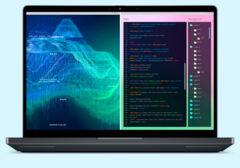 Secondo Dell, la scheda Qualcomm AI-100 Inference è dotata di 32 core AI e 64 GB di memoria LPDDR4x. Nella foto - Un computer portatile Dell con una finestra di codifica sul lato destro dello schermo. (Fonte immagine: Dell)