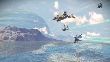 Un'immagine che mostra le astronavi in No Man's Sky.