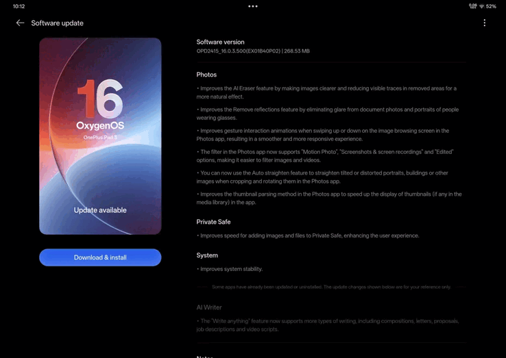 OxygenOS B40P02 OTA su OnePlus Pad 3