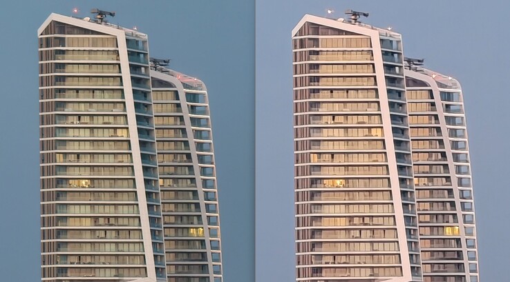 A sinistra: con teleconvertitore a 200 mm. A destra: Senza teleconvertitore.