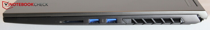 A destra: lettore schede SD, 2x USB-A 3.2 Gen 1