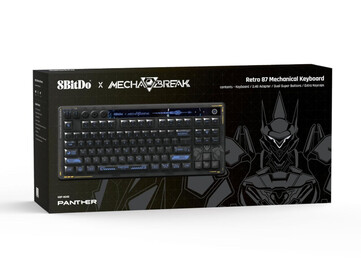La scatola di vendita al dettaglio della tastiera meccanica 8BitDo Retro 87 Mecha Break: Panther Edition. (Fonte: 8BitDo)