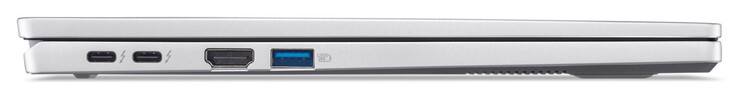 Lato sinistro: 2x Thunderbolt 4/USB 4 (USB-C; Power Delivery, DisplayPort), HDMI, USB 3.2 Gen 1 (USB-A)