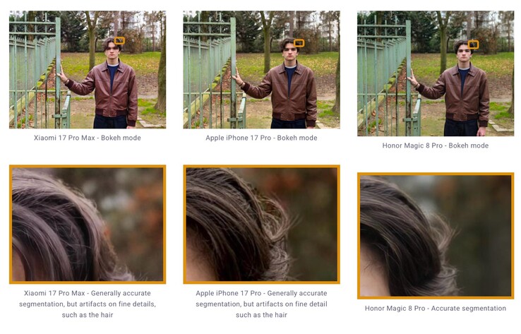 La modalità ritratto non è riuscita a isolare con precisione gli oggetti fini, come le ciocche di capelli.