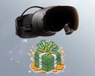 Il logo Valve Steam Frame raffigurato sopra una pila di banconote