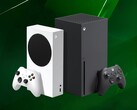 Le console Xbox Serie X e S sono mostrate su sfondo verde (Fonte: Xbox Wire con modifiche)
