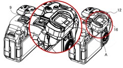 Canon ha rivelato il progetto di un EVF inclinabile integrato in un recente deposito di brevetti in Giappone. (Fonte: Canon - modificato)