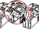 Canon ha rivelato il progetto di un EVF inclinabile integrato in un recente deposito di brevetti in Giappone. (Fonte: Canon - modificato)