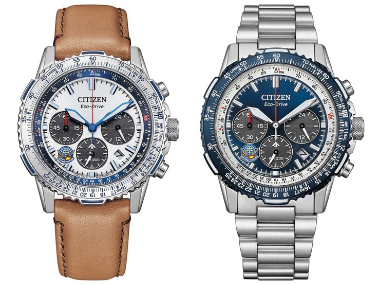 Gli orologi Citizen Promaster Blue Impulse Limited Edition CA4661-09A (a sinistra) e CA4665-59L (a destra). (Fonte: Citizen)
