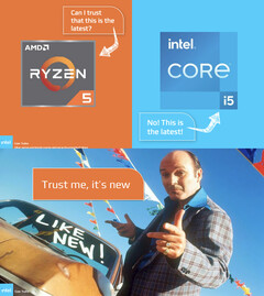 Intel ha paragonato AMD ai venditori di auto usate e di olio di serpente nella sua nuova campagna pubblicitaria. (Fonte: Intel)