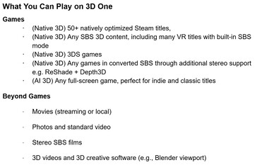 Abxylute 3D One può visualizzare una serie di giochi, applicazioni, immagini e film in 3D. (Fonte: Abxylute)