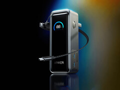 Il modello rinnovato è dotato di un cavo USB-C con fascio di 22 cm. Nella foto: immagine promozionale che mostra la parte anteriore del power bank. (Fonte immagine: Anker - modificata)