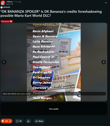 Crediti di Mario Kart World (Fonte immagine: screenshot, Mario subreddit)