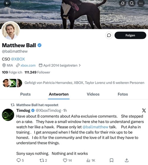 Matthew Ball ripropone la critica all'esclusività di Asha Sharma