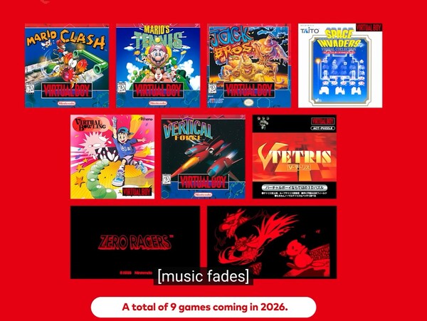 Altri giochi per Virtual Boy che verranno rilasciati nel 2026. (Fonte: Nintendo)