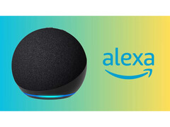 Un'immagine promozionale di Amazon Echo con uno sfondo a gradiente profondo e il logo dell'assistente AI Alexa. (Fonte immagine: Amazon)